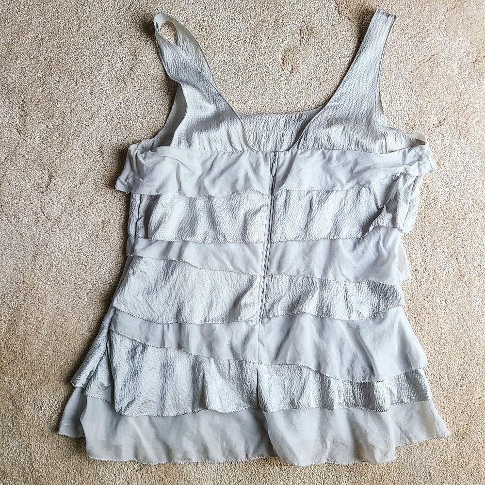 WHBM Silver Metallic Ruffle Tank Top - Picture 2 of 3